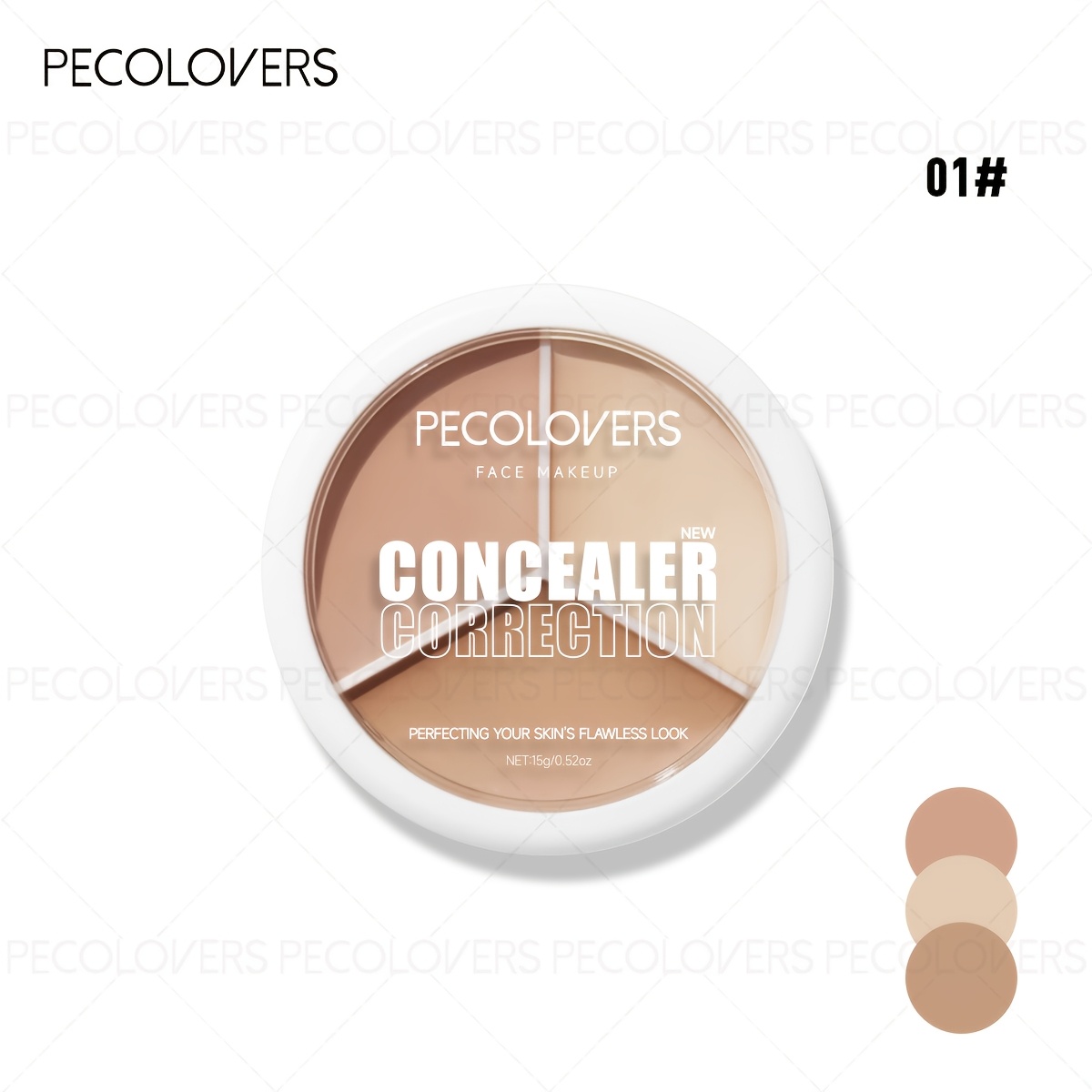 Image of 1pc Tri-color Concealer Palette Eyeshadow Palette, Pearlescent Matte Contour Concealer, Dark Circles Concealer Cream, Brightens Skin Tone