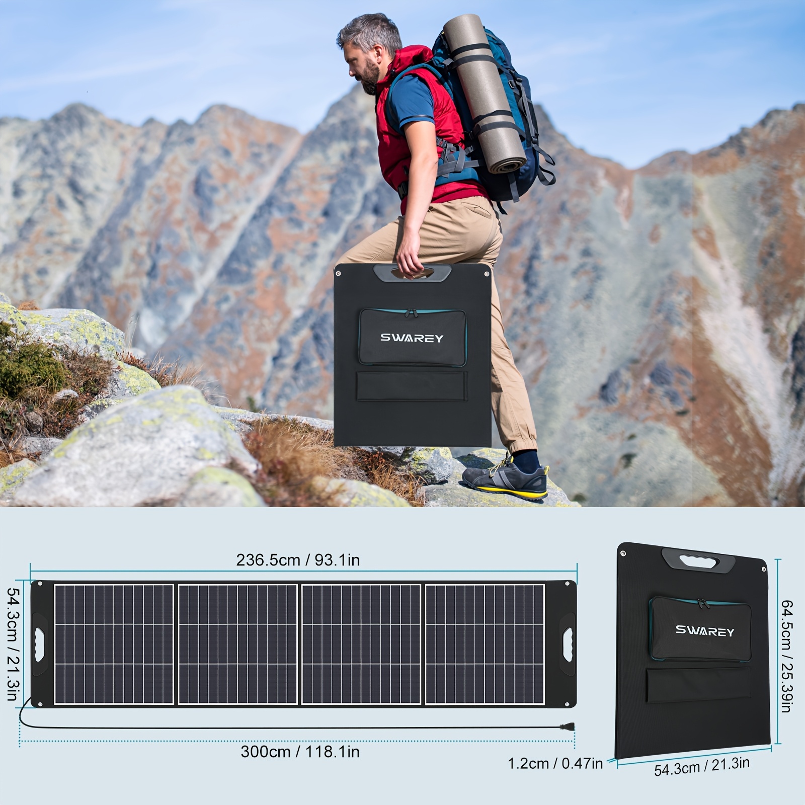 200W Solar Panel with Type-C PD and USB Outputs