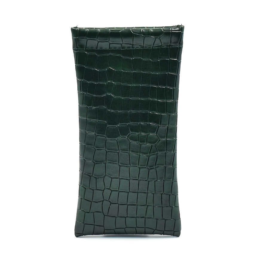 TEMU 1pc Embossed Crocodile Grain Eyeglasses Pouch Case, Auto Closing Flexible Glasses Bag For Eyeglasses, Lipsticks & Small Daily Additions