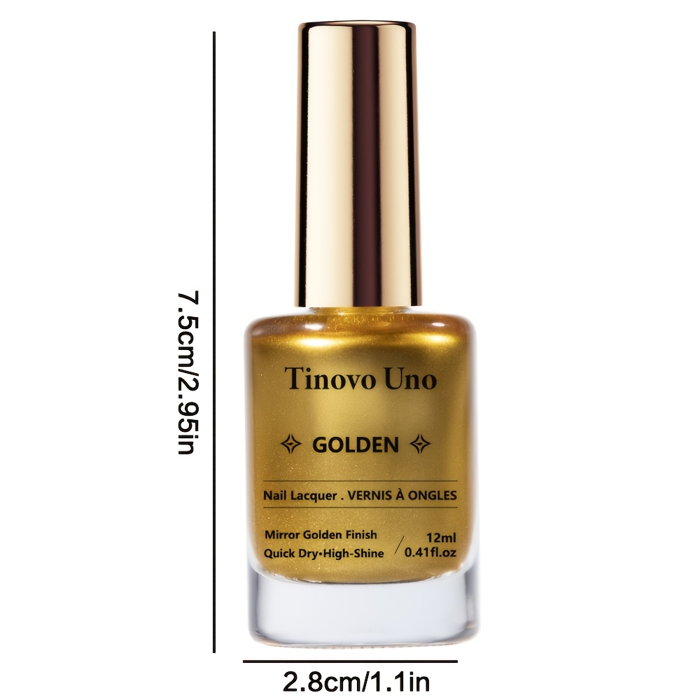 Tinovo Uno Golden Metallic Nail Polish, Quick-Drying Formula