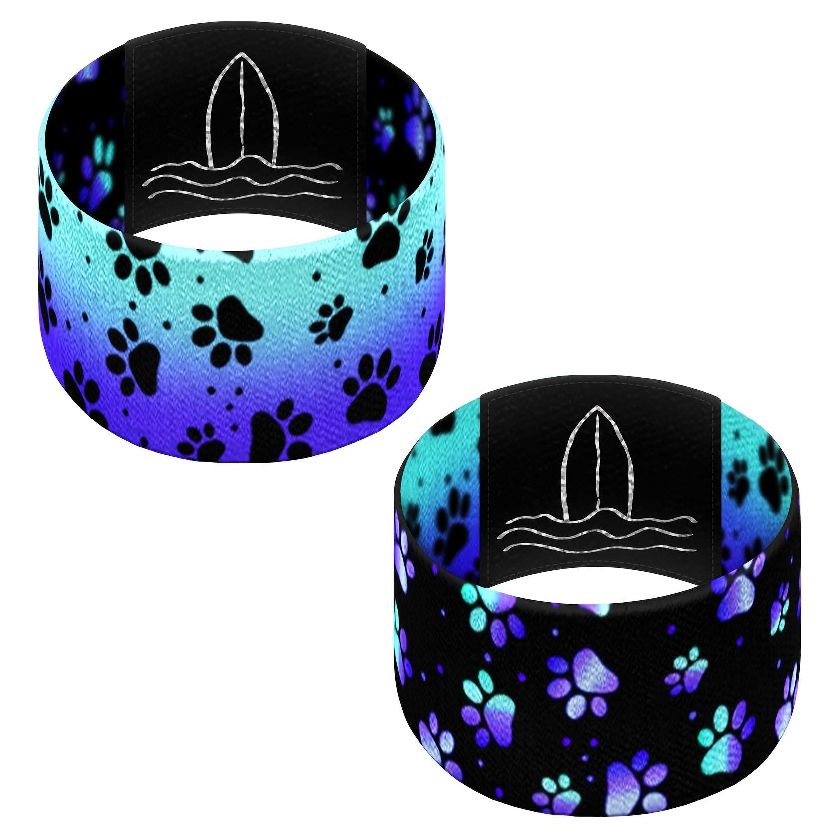 Blue Black Dog Paw Print Stretch Ring