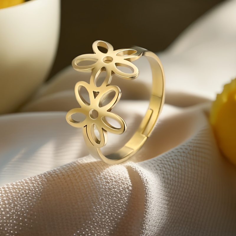 Vintage Butterfly Flower Adjustable Open Ring, Exquisite Gift
