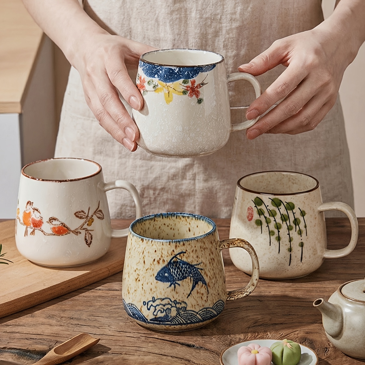 1pc japanese vintage ceramic mug large capacity breakfast cup for home use   cup best gift for fathers day and mothers day