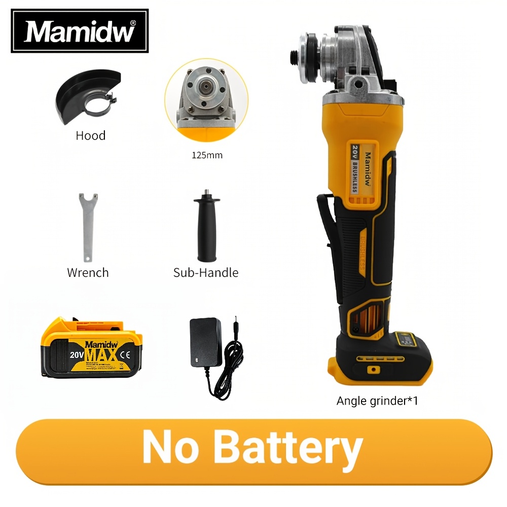 Image of Brushless Cordless Angle Grinder, Angle Grinder, Max. Diameter 125 Mm, Brushless Angle Grinder With Battery, Motor Blocking Protection, Fall Protection, For Grinding