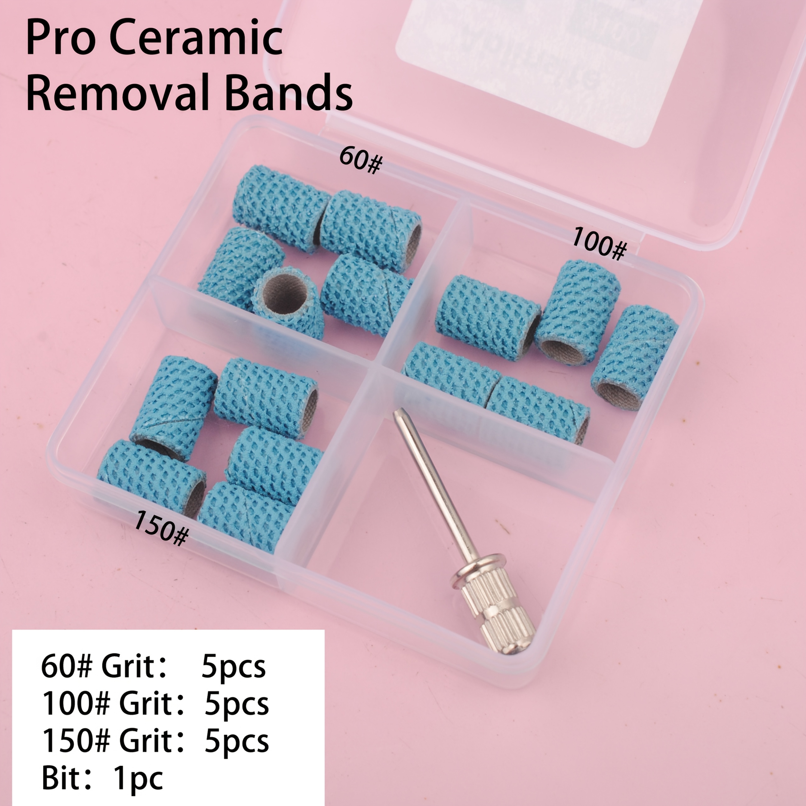TEMU Kit de dépose rapide de bandes de céramique acrylique, bandes de céramique pour ongles pour le retrait du gel dur épais, comprend 15 bandes de