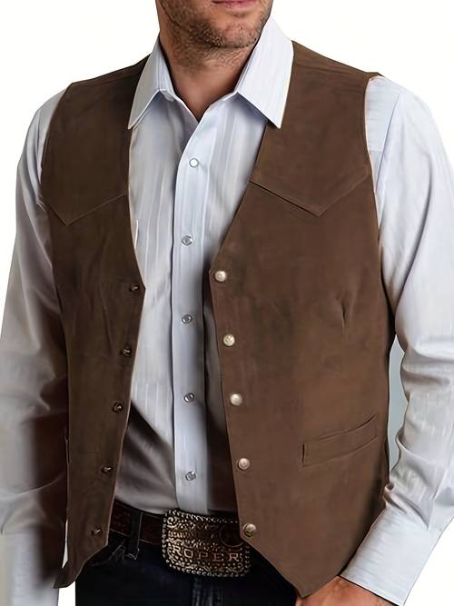 mens windproof sable vest western cowboy style sleeveless jacket with fringe pocket machine washable for ranch rodeo casual outfits durable cold weather outerwear