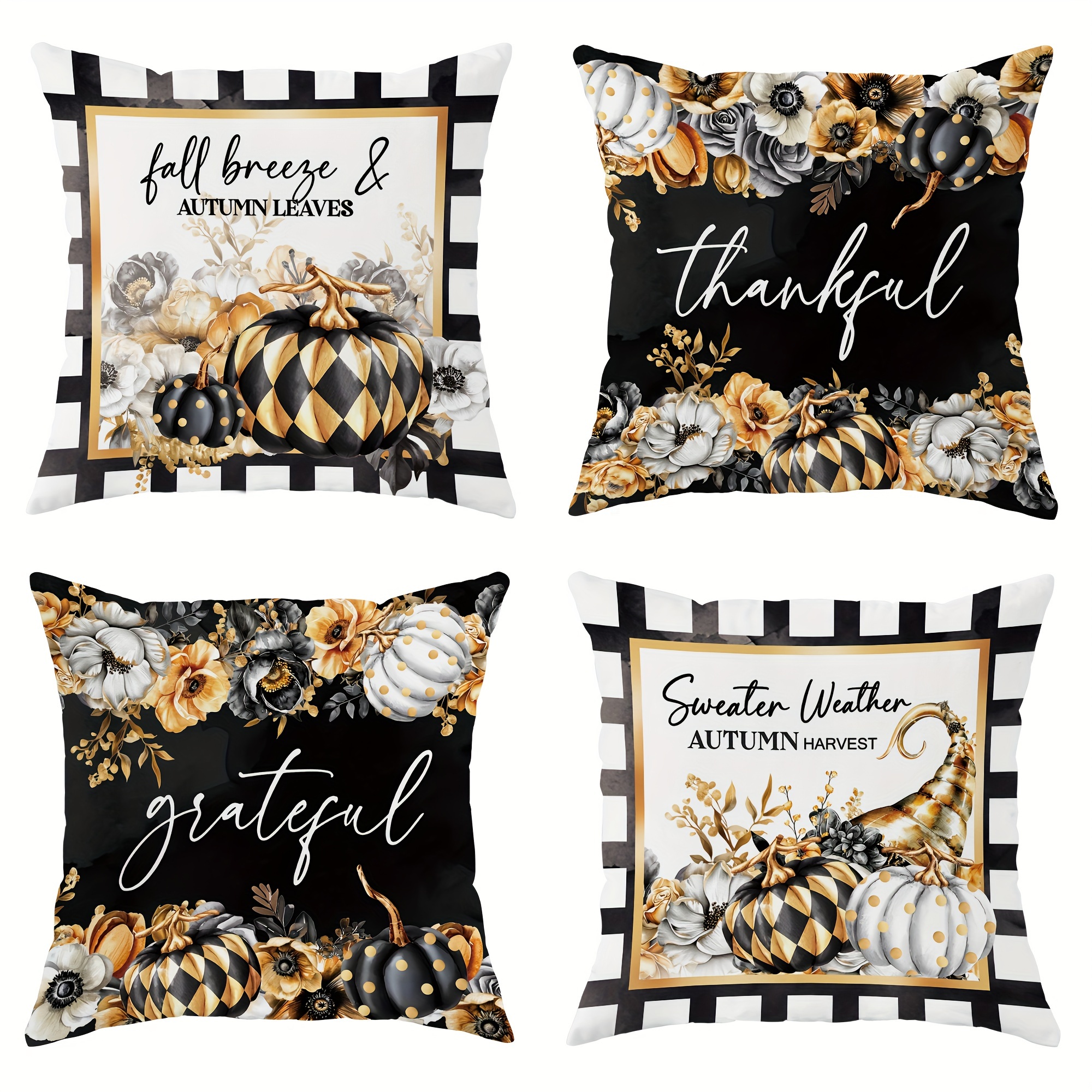 

4pcs Fall Decorative Pillowcases 18in*18in Suitable For Sofa Bed Decoration Inserts