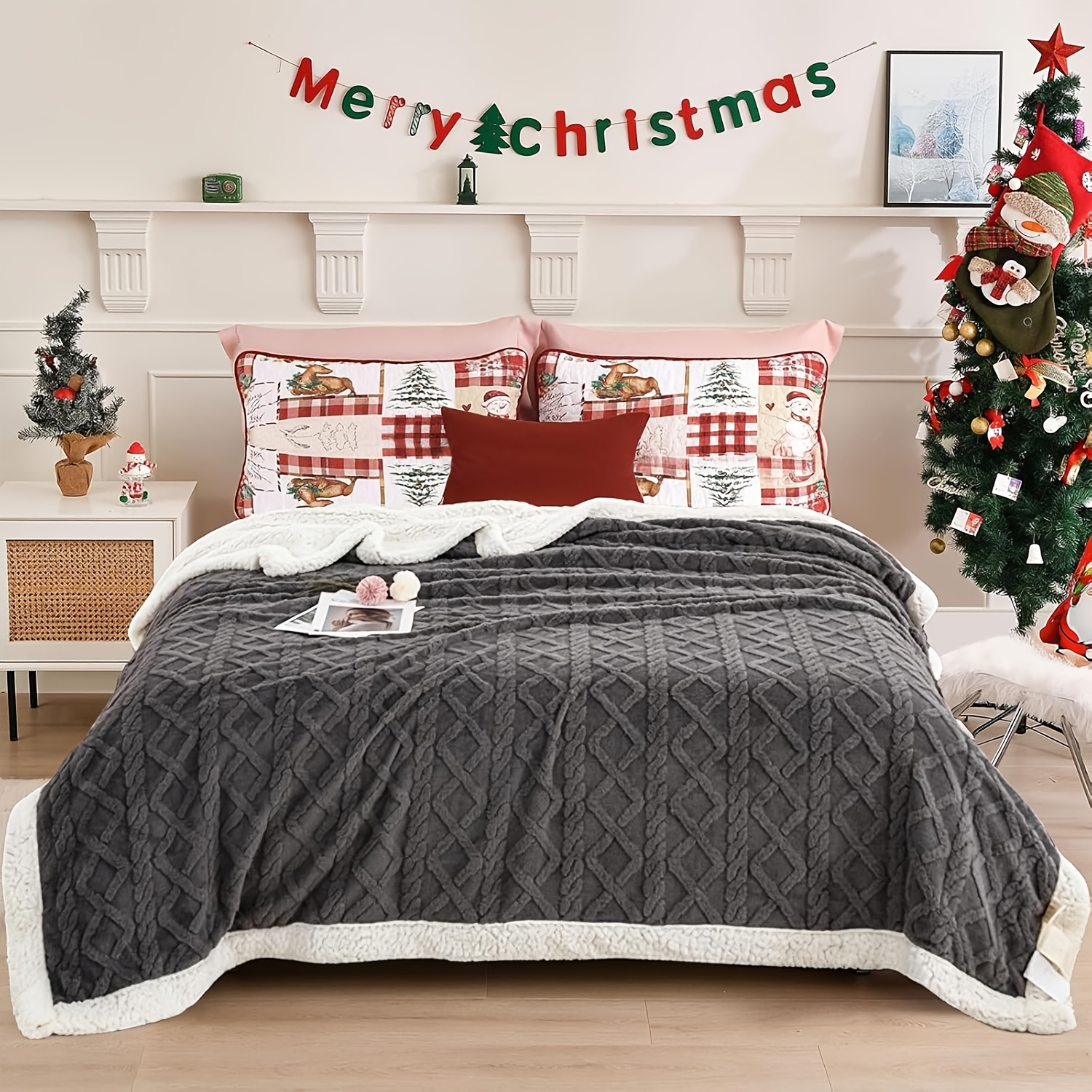 Throw Blanket - Fluffy Soft Cosy Winter Blankets, Thick Warm Throws for Sofa Bed Office Travel Christmas Gift White, Beige, Light Grey, Light Blue, Dark Grey & Dark Blue