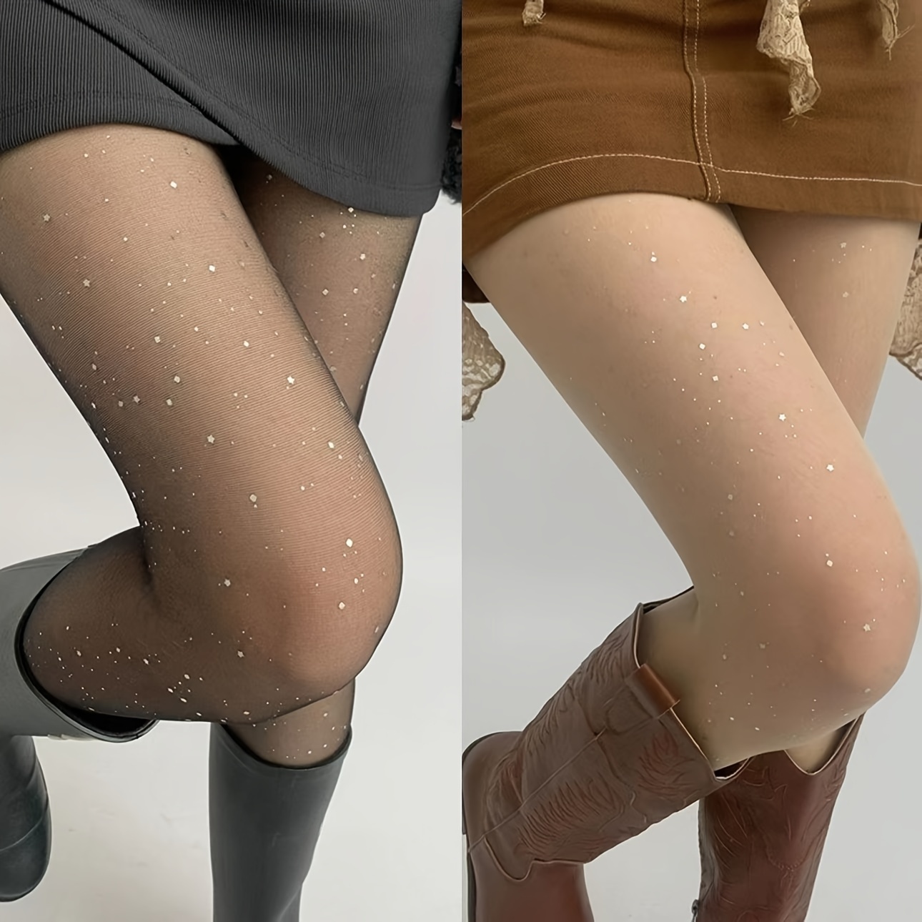 

2 paires de collants à paillettes scintillantes, style JK Y2K, leggings ultra-fins et extensibles, bas et bonneterie pour femmes.