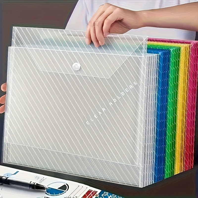 

8-pack Large Clear Waterproof Envelope Holders With Snap Closure - Polypropylene (pp) Plastic Pouches For Office And School Supplies Storage