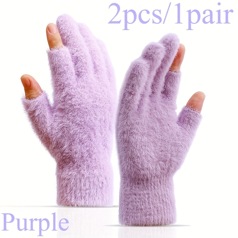 2pcs/1 Pair Of Women's Stylish Warm Fingerless Gloves For Autumn And Winter, Thickened Cold-resistant And Warm Gloves Suitable For Writing And Touchscreen Use