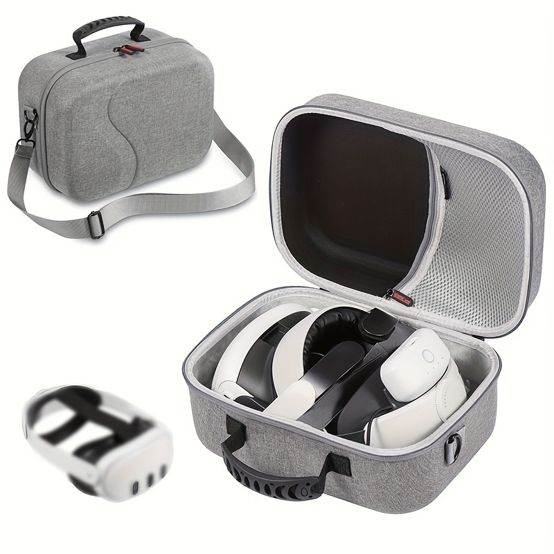 

3 Vr Headset Carrying Case - Stylish Hard Shell Travel Bag With Elite Strap , For Accessories & Controllers