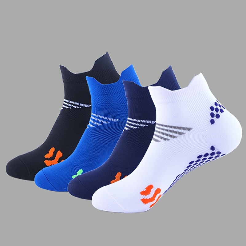 E-shop 4 Paare Unisex-Kompressionssocken für Laufen, Fitness und Wandern - Atmungsaktive kurze Socken mit gestreiftem Muster, 60 % Polyester, 40 %