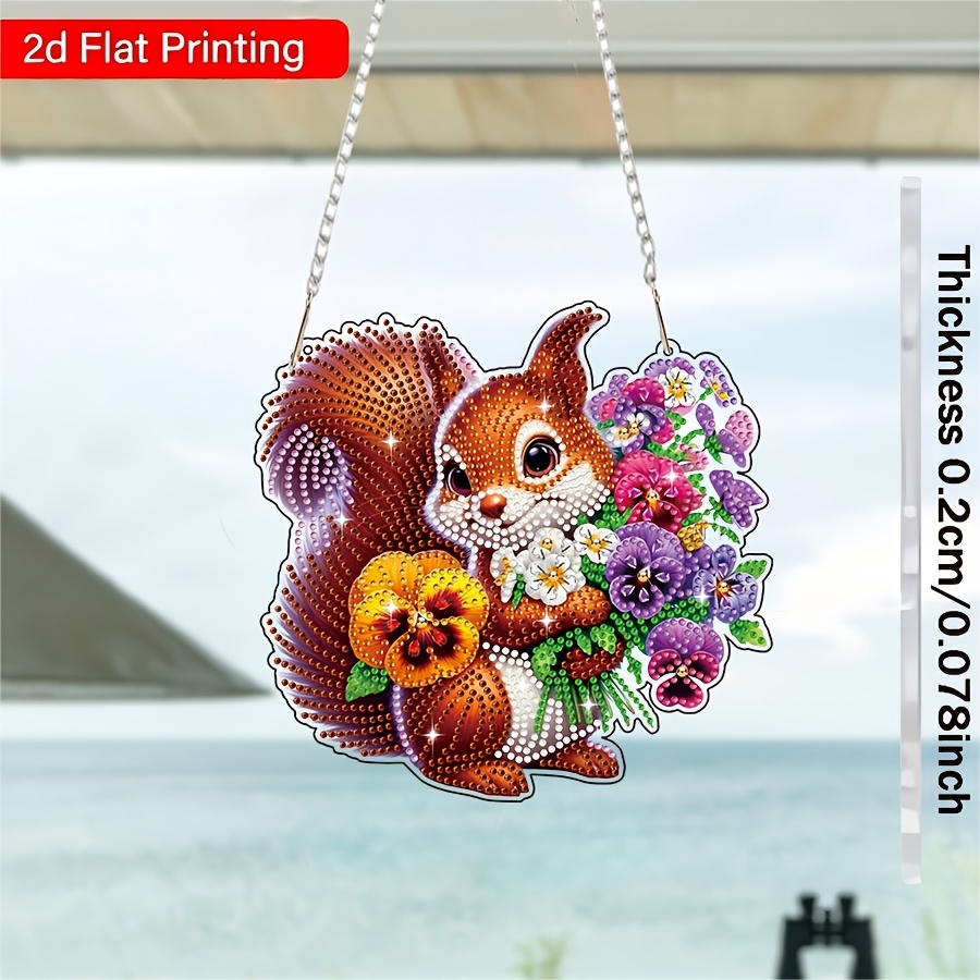 2d Flat Printing Diamond Painting Pendant Of , Flower Sea, , Adult Window Painting, Hanging Decoration, Patterns, Window Painting Craft Set, Wall, Garden, Decor