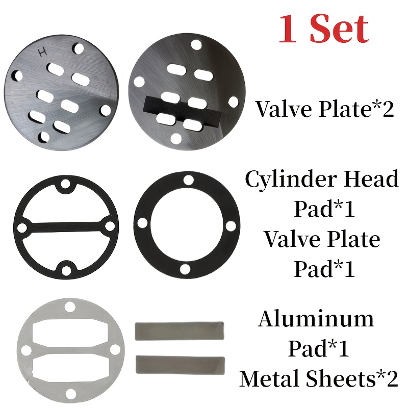 Set Piastre Valvola In Metallo Per Compressore D'aria – Ricambio Per Testa Cilindro (5 Pezzi, Distanza Fori 42 Mm)
