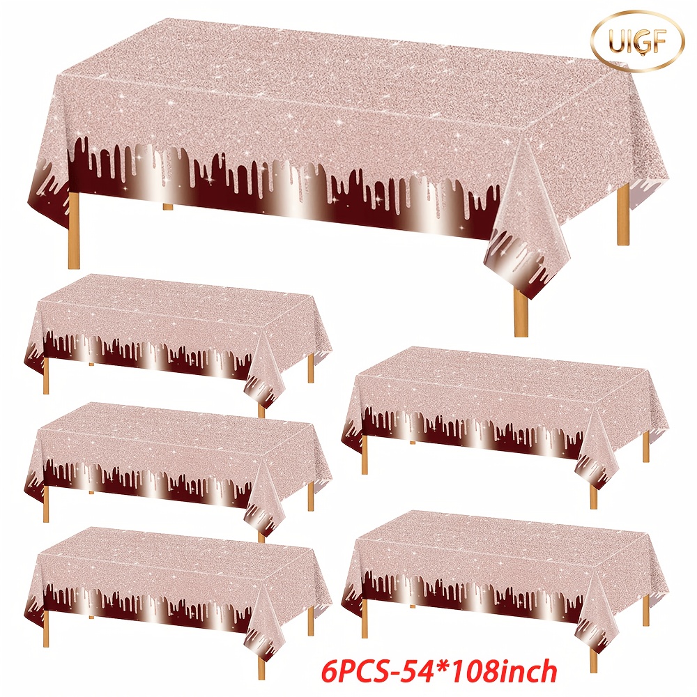 TEMU Ensemble de nappes en plastique à pois dégradés or rose Uigf-6, nappes jetables or rose mesurant 54*108 pouces, idéales pour les décorations de