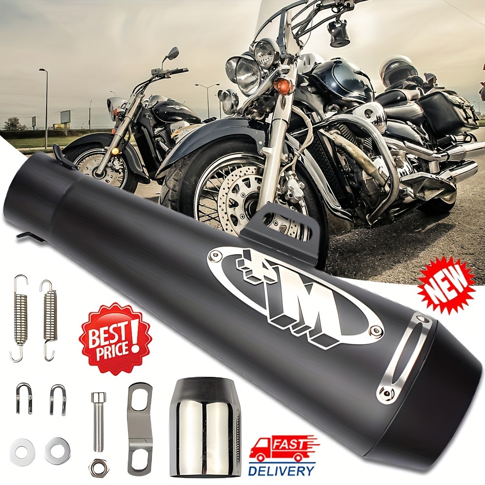 

Universal Motorcycle Performance Exhaust Pipe For , Black, Stainless Steel, Easy Install, Noise Reduction, With Mounting Hardware, Dimensions: 13.14in Length, Fits Multiple Models