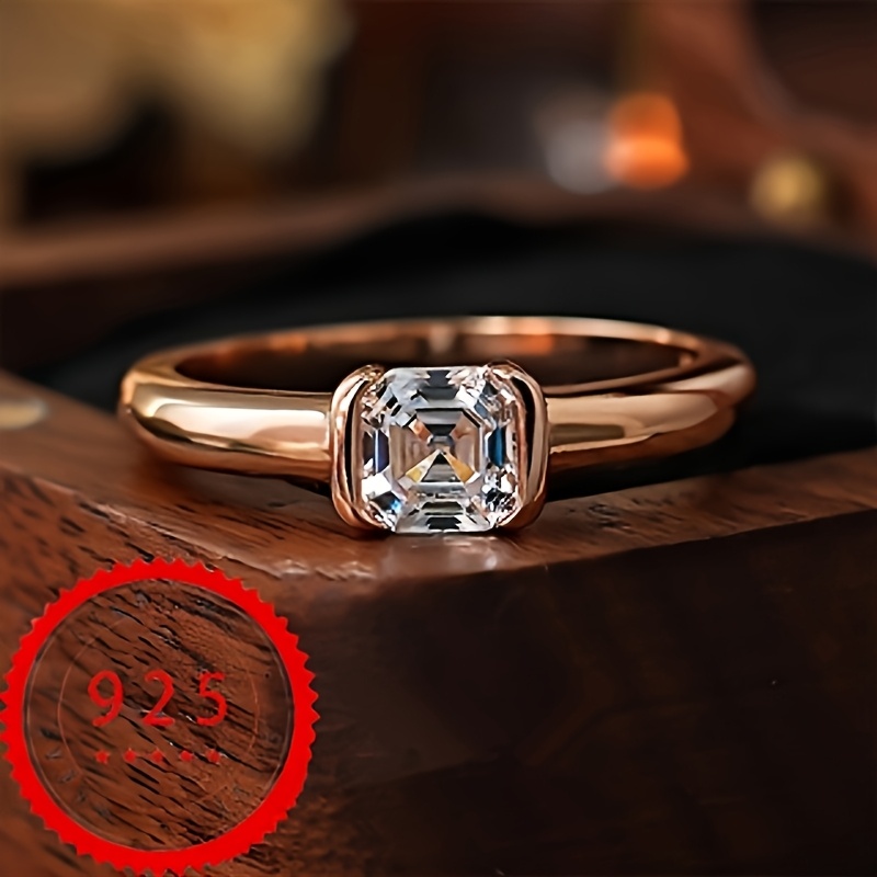 Image of 1pc S925 925 Silver Exquisite Fashion Ring Inlaid With Synthetic Synthetic Synthetic Zircon​​ Men And Women High-quality Jewelry For Festival Wear