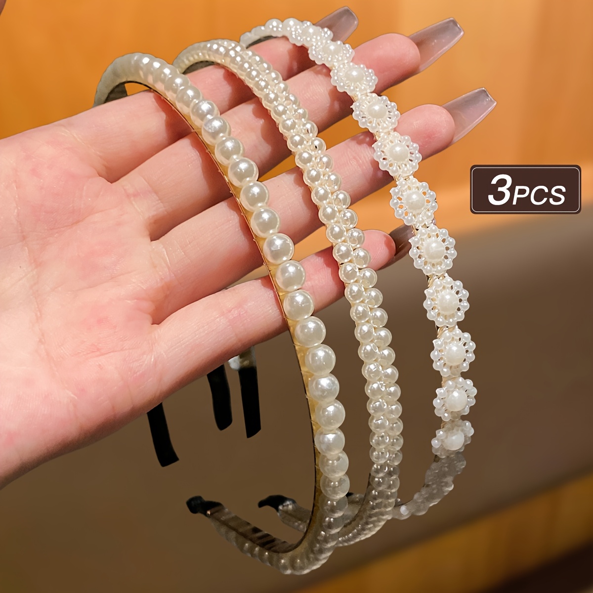 Image of 3pcs Set Of Elegant Women's Hairbands With Embellishments, Versatile Styles For Daily Use, Makeup, And – Perfect Gift Idea