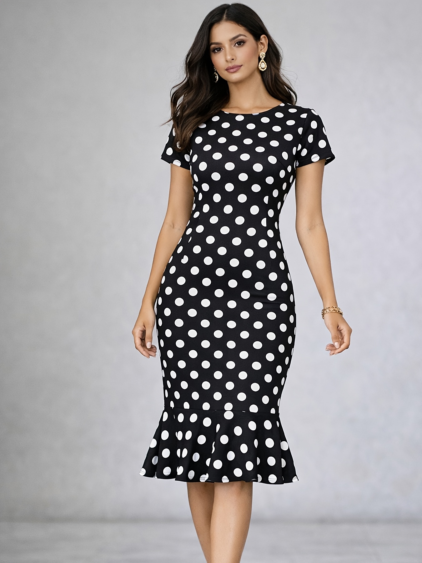 black flowy dress midi Women's Stretchy Knit Black Midi Dress + Side Slit