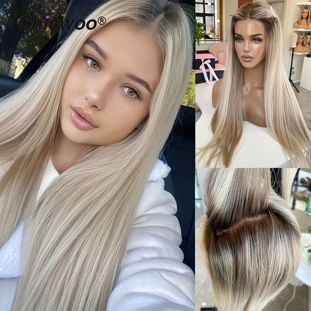 Sexy blonde ash bone beige deals straight h.d balayage lace front wig