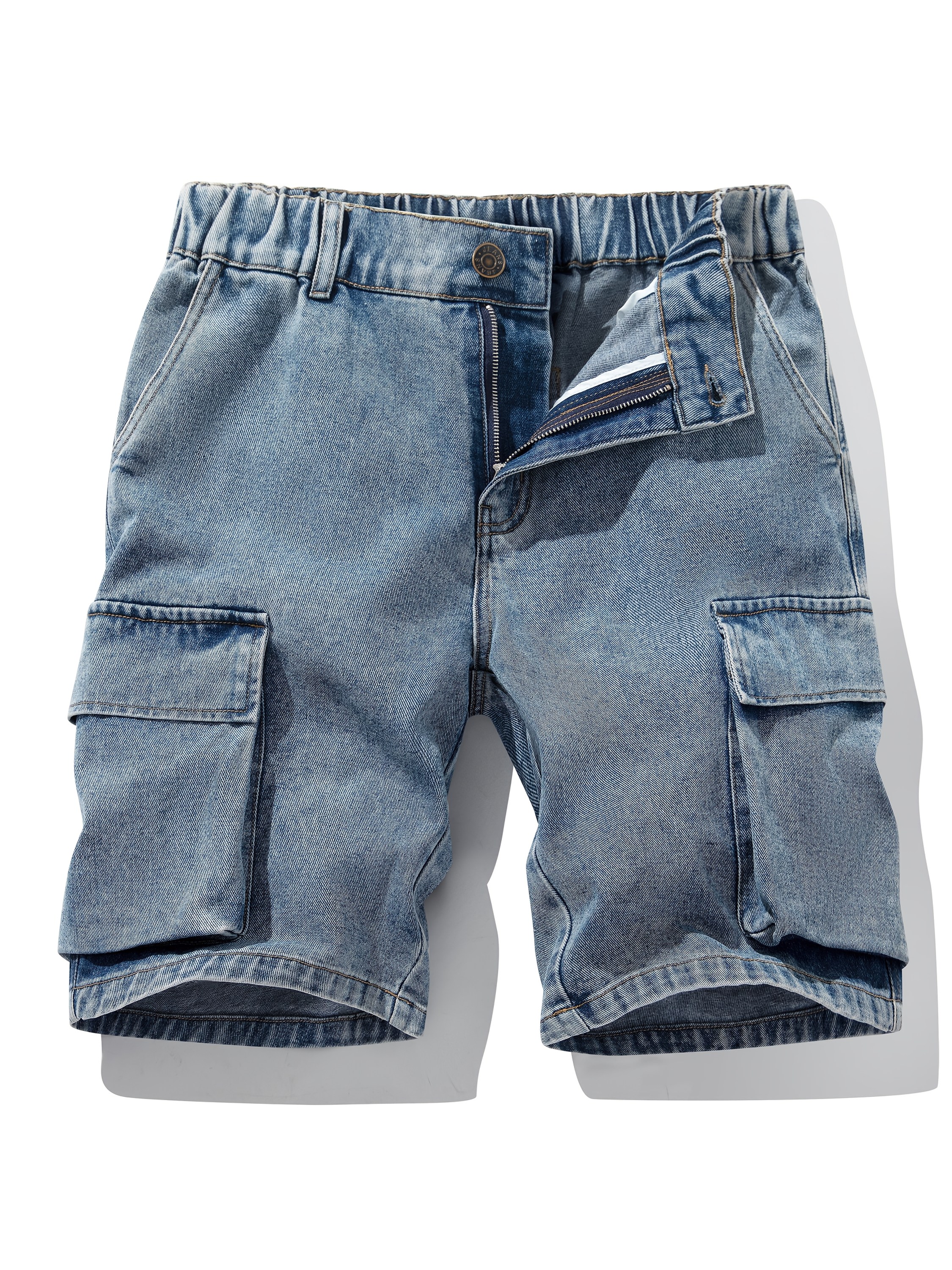 mens casual loose fit denim cargo shorts multi pockets Temu Poland