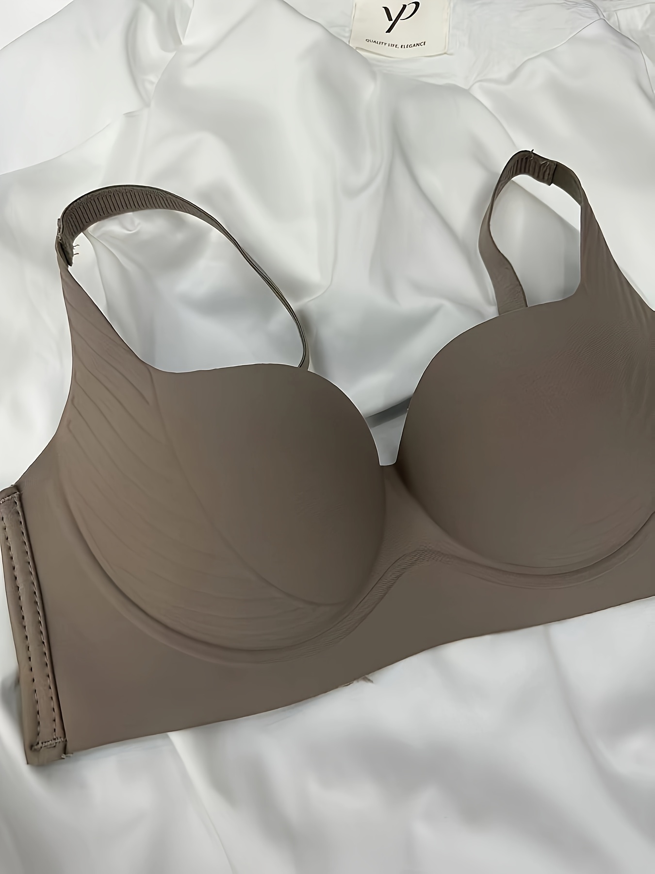 Seamless Nylon Push-Up Bra for Women - Comfortable & Breathable, Full Coverage Support with Cut-Out Detail, No Underwire, Hand Washable - Elegant Beige, Plus Size Bra