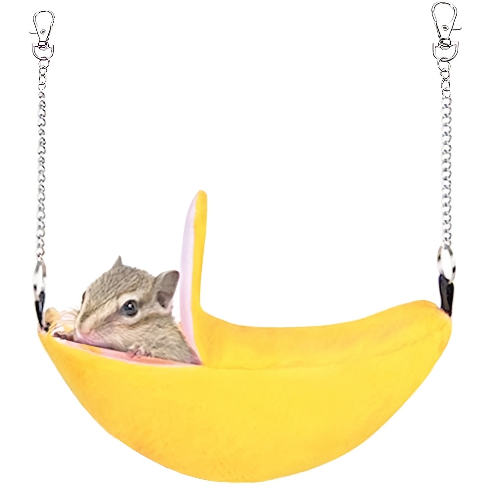 E-shop Gemütliche Bananen-Hängematte für Kleintiere - Weiches Hängesessel für Hamster, Meerschweinchen und mehr - Bietet Wärme und im Käfig oder Nest