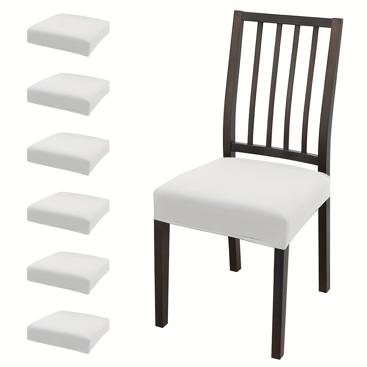 TEMU 4/6pcs Housses de Chaise en Tissu Fibre Lisse Extensible de Couleur Unie, Protecteurs de Meubles, Adaptées aux Animaux, pour Salon et Chambre