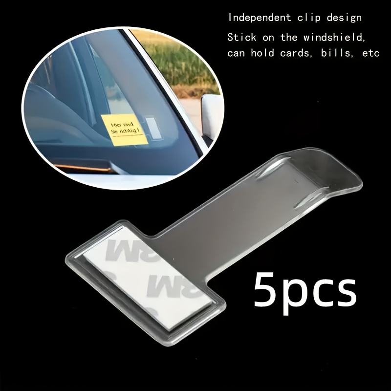 

5pcs Car Storage Clips, Transparent Plastic Holder For , Tickets, - Adhesive Dashboard Organizer For Vehicle Owners