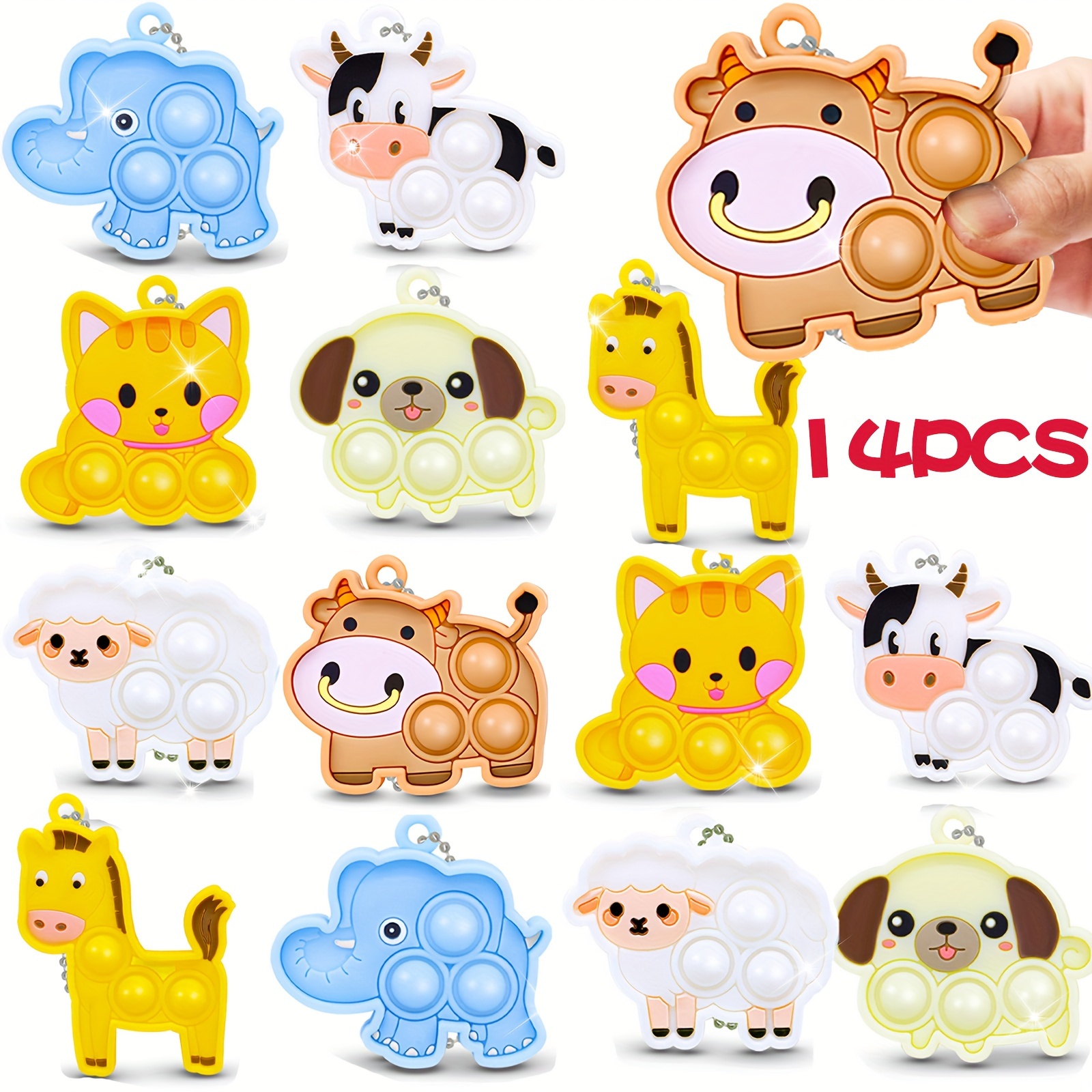 

14pcs For Kids Stuffers Pop Its, Pop Keychain Prizes Christmas Stuffers