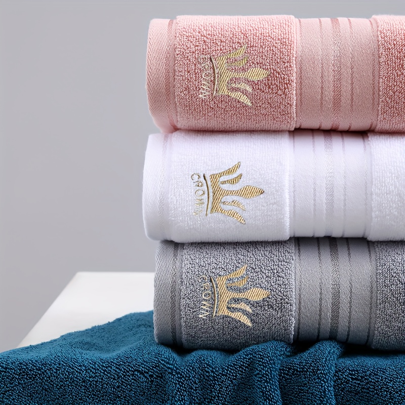 6pcs Bath Towel Set, 35*75cm / 13.7*29.5 inches, Crown Embroidered Pure Cotton Towels, 100% Cotton Material, Quick-Dry and Absorbent
