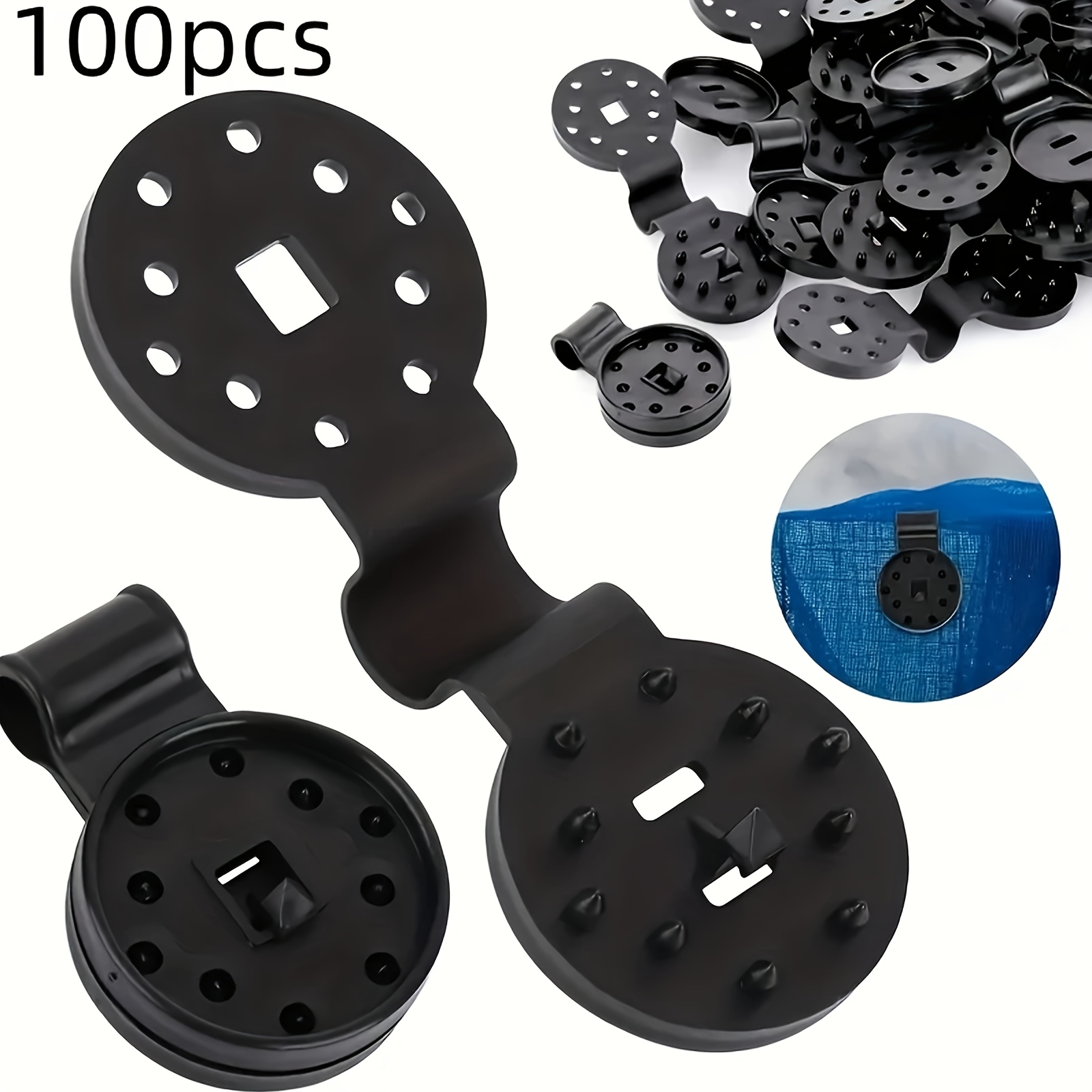 TEMU 100pcs Black Shade Cloth Clips Durable Pp Plastic Clips For Securing Sun Shade Net, Patio Mesh Tarp, Garden Shade Cover And Anti-bird Netting -