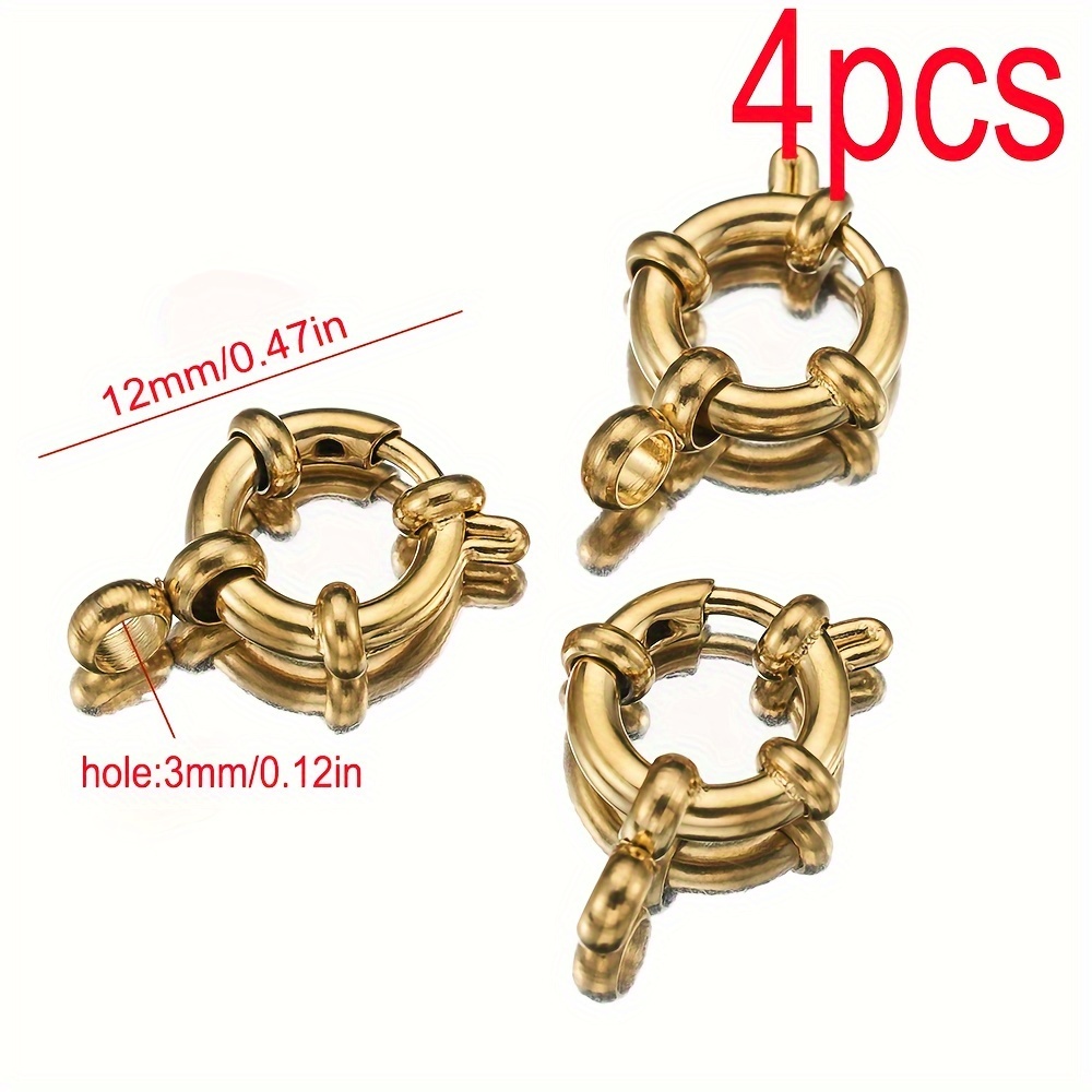 Image of 4pcs 304 Stainless Steel Spring 10-18mm Round Sailor Clasp Bracelet Connector Diy Collarbone Necklace Supplies