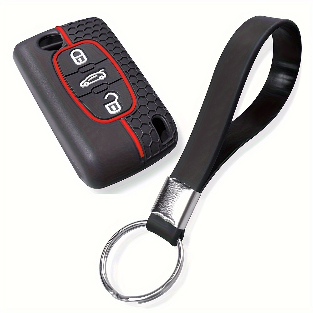 TEMU Étui de clé en silicone, coque de clé pour , 206, 207, 208, 307, 308, 407, 408, 607, 807, 3008, C4, C2, C3, C5, C6, C8, porte-clés de voiture