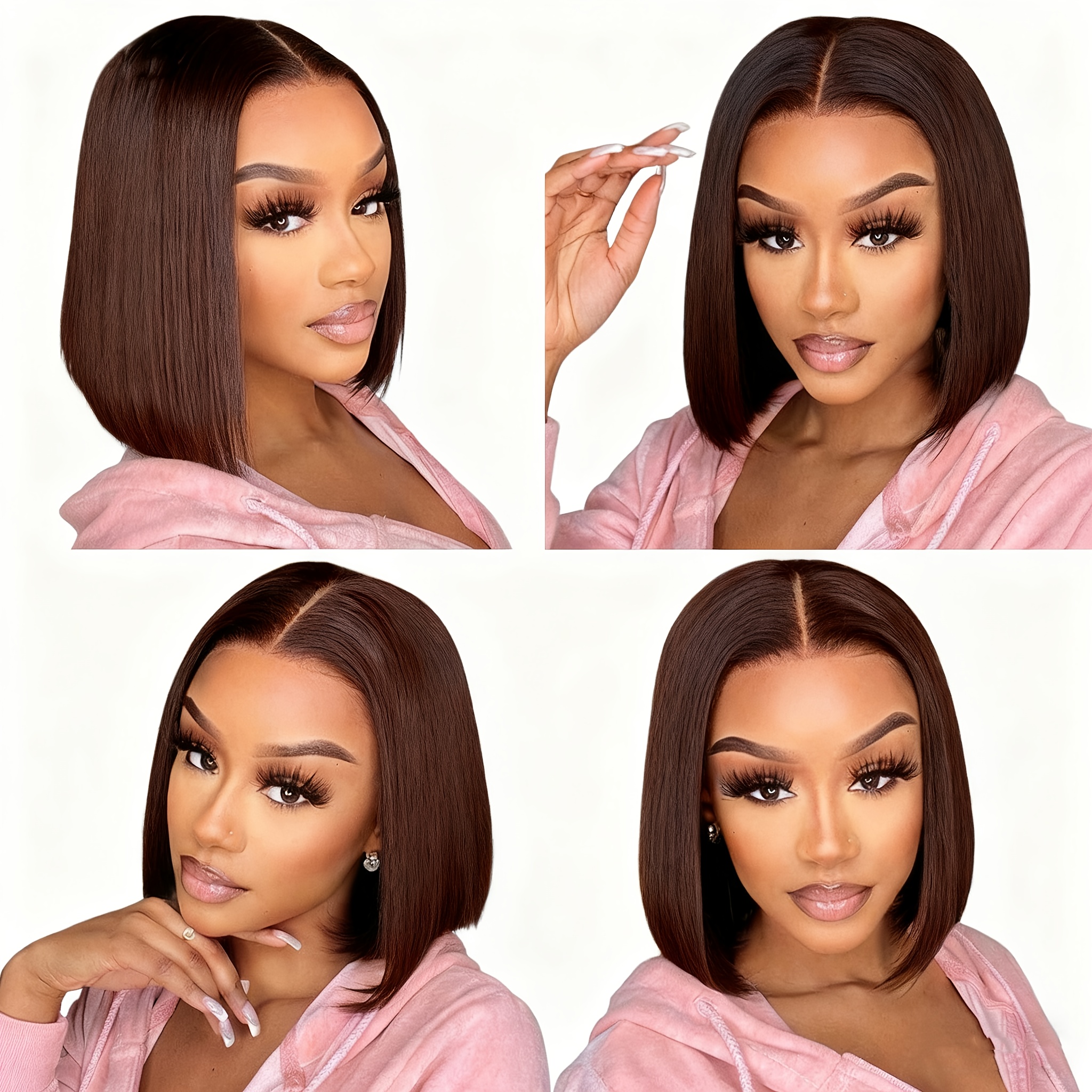 12-Inch Brown New Stylish Women'S Middle-Part Bob Wig, Perfect for Everyday Parties And Versatile Styles, Suitable for All Women with a Fluffy And Smooth Fit