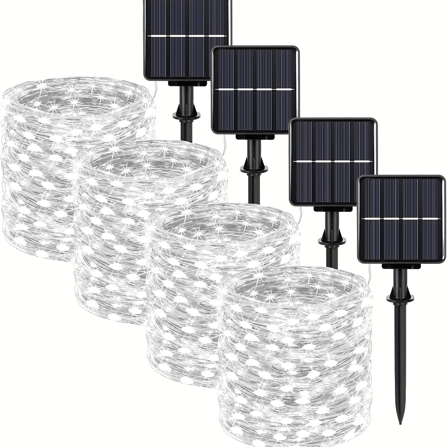 TEMU 4pcs Total 480 Led Solar Christmas Twinkle Lights Outside, Solar String Lights Outdoor, Copper Wire With 8 Solar Fairy Lights For Garden Wedding Wedding Decorations Valentines, Thanksgiving