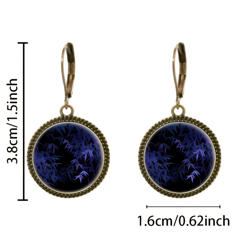2pc Blue Bamboo Leaf Pendant Earrings Set