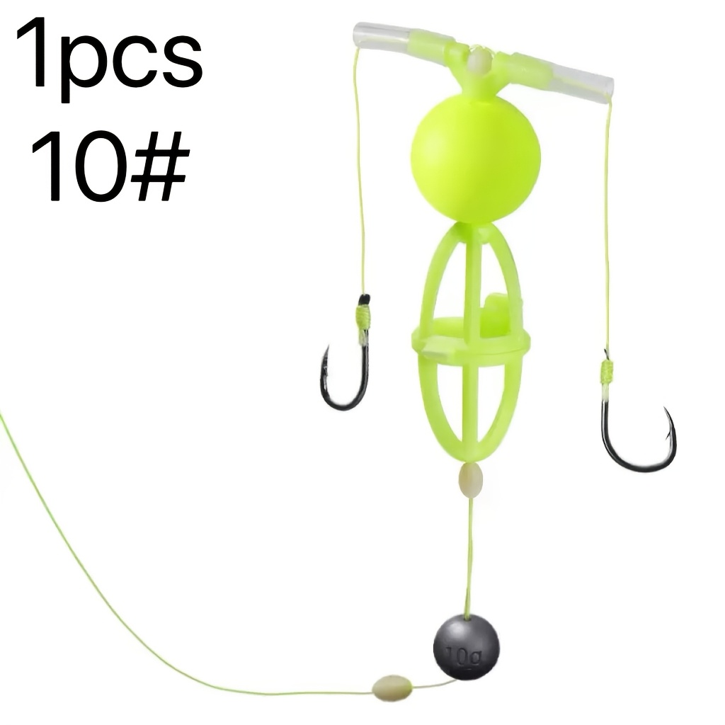Image of 1pc Upgraded Anti-sink Bottom Fishing Line Set, Carp Fishing Rig With Bait Cage, , Return-to-bottom Ball, Silvery Carp/ Carp Set, Genuine Lure Rod Fishing Rig