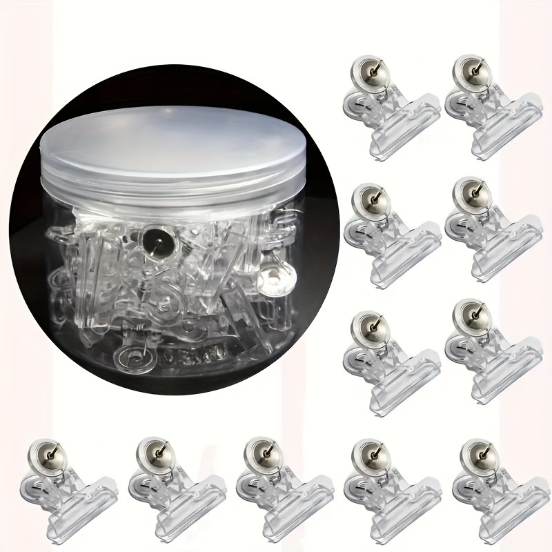 20pcs Clear Push Pin Clips, Transparent Bulldog Push Pin Clips, Plastic Push Pins And Clips For Cork Board Bulletin Board And Photo Wall (30mm)