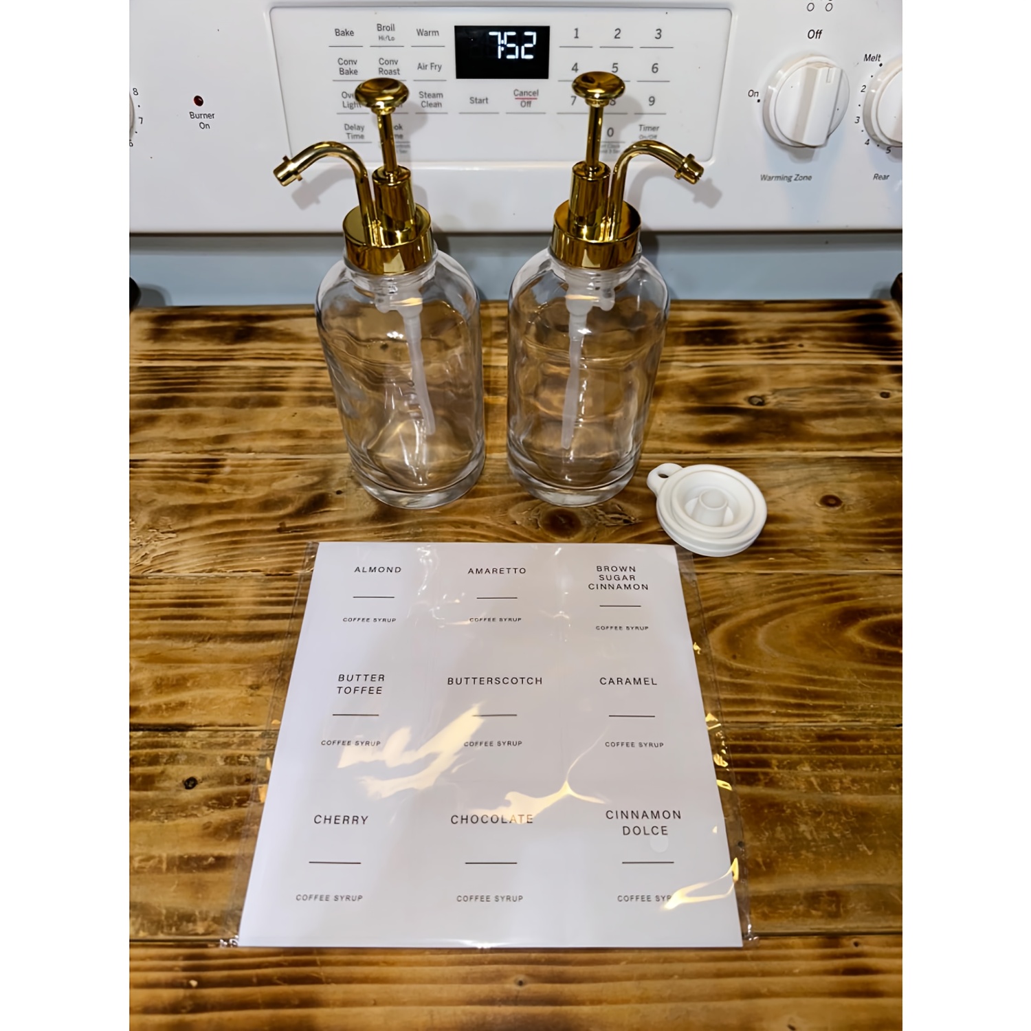 TEMU 2-pack Coffee Syrup Dispenser With Pump, 16.9oz Glass Bottle, Silicone Funnel, Pre-printed & , Hand Wash Only - Ideal For Coffee Syrup &