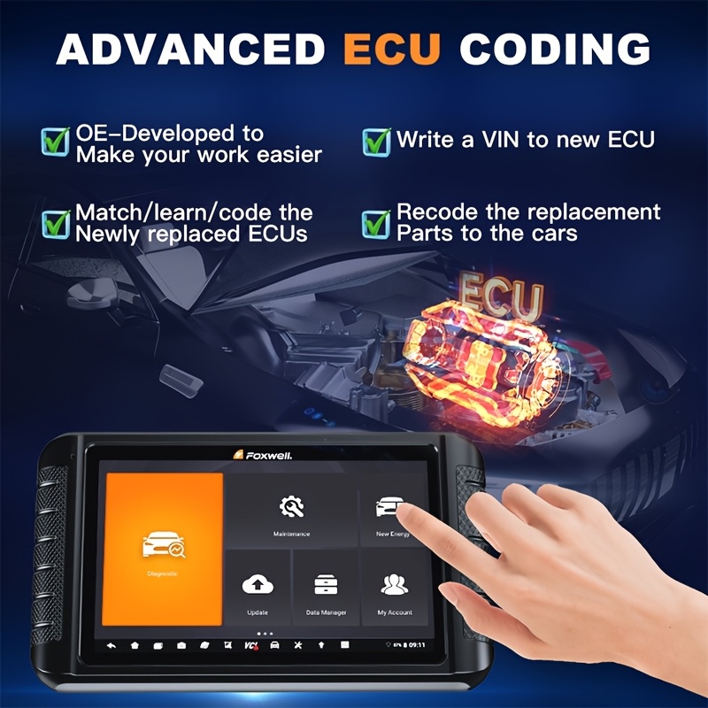FOXWELL NT1009 Professional Automotive Diagnostic Tool - Multi-System Bidirectional Scanner with Active Control, ECU Coding, Key Programming, Without Battery