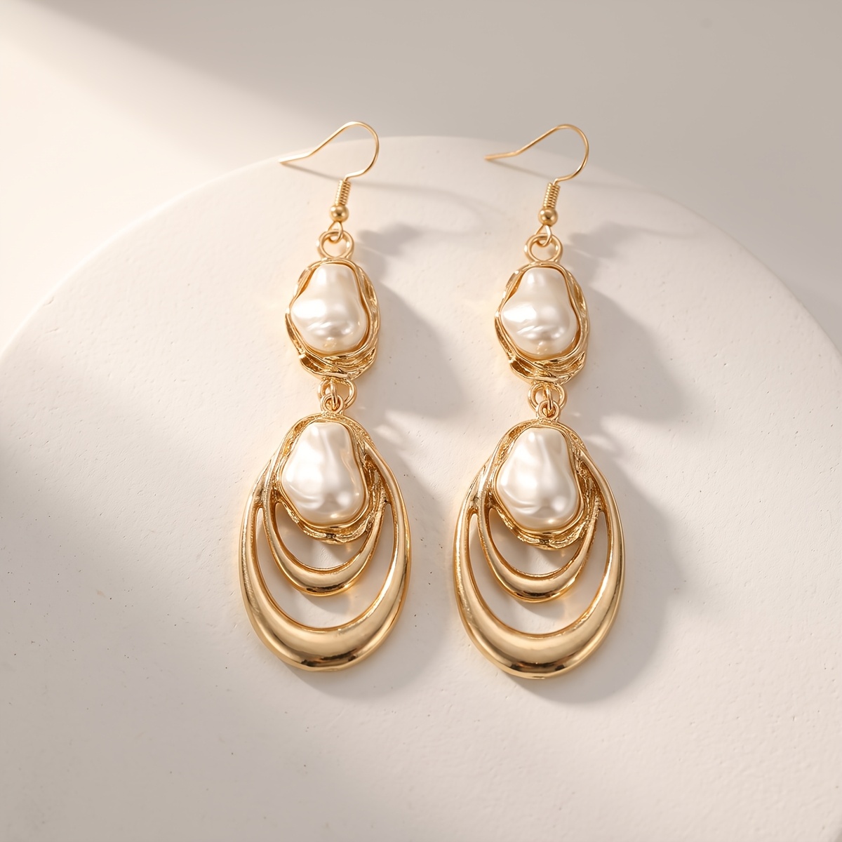 Vintage Multi-Layer Oval Hoop Drop Earrings, Elegant Gift