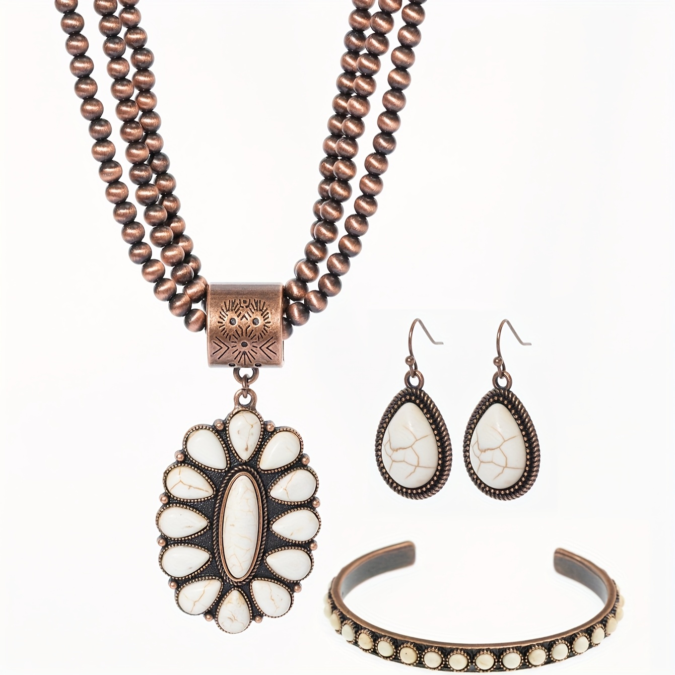 

- Women's Jewelry Set - Copper Pendant, Necklace, & Bracelet - Zinc Alloy For &