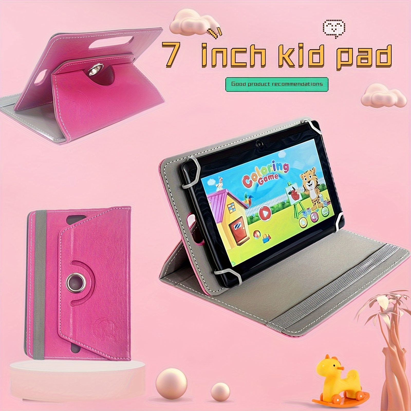 new gift kids tablet study pad 7 inch educational toy safety kids contents eye protect hd screen 2 cameras parental lock 360 rotation education toy usb supply