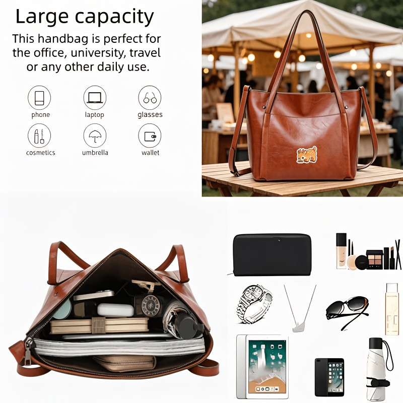Women's Versatile Single-Shoulder Bag, Minimalist Design with Stickers