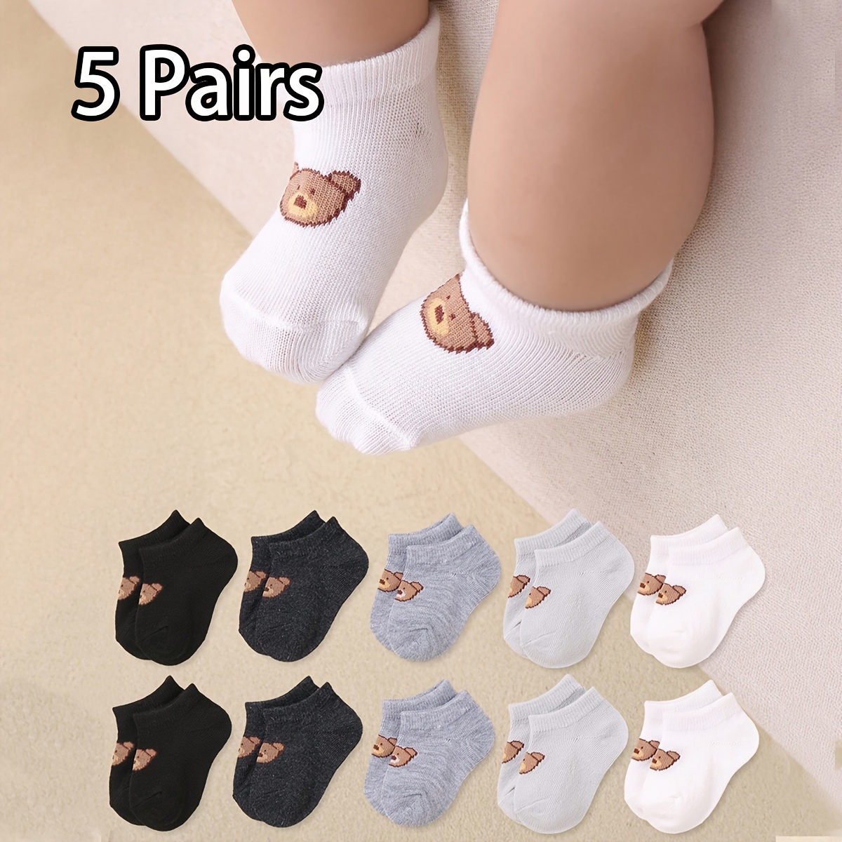 5/10-pair Infant And Toddler Summer Solid Color Short Socks