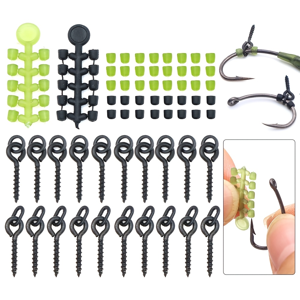 

Carp Fishing Terminal Tackle Set With Hair Ronnie Rig Accessories, Stainless Steel Hooks, Boilie Stopper Screws For Floating Rigging - In Black Or Green, Hook, Fishing