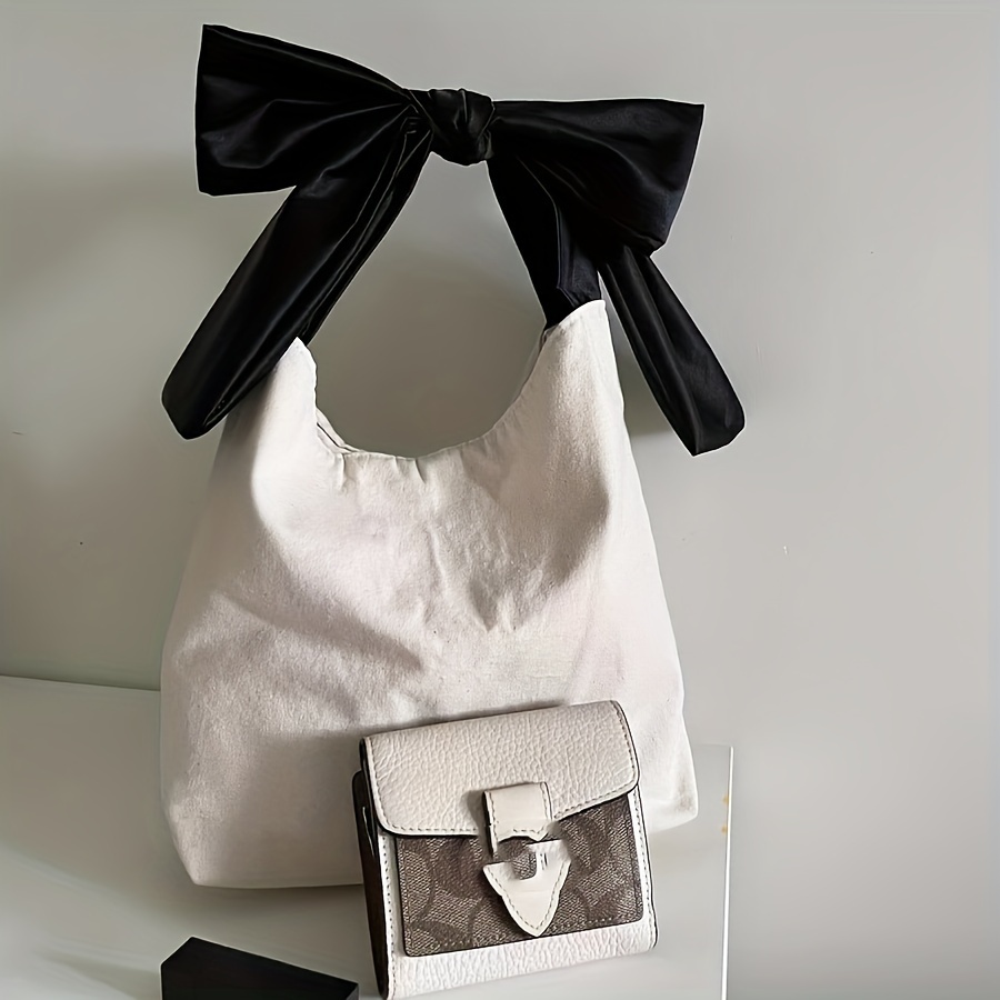 

New Canvas Bag Large Capacity Tote Bag Women's Crossbody Bag Shopping Bag Single Shoulder Bag Bow
