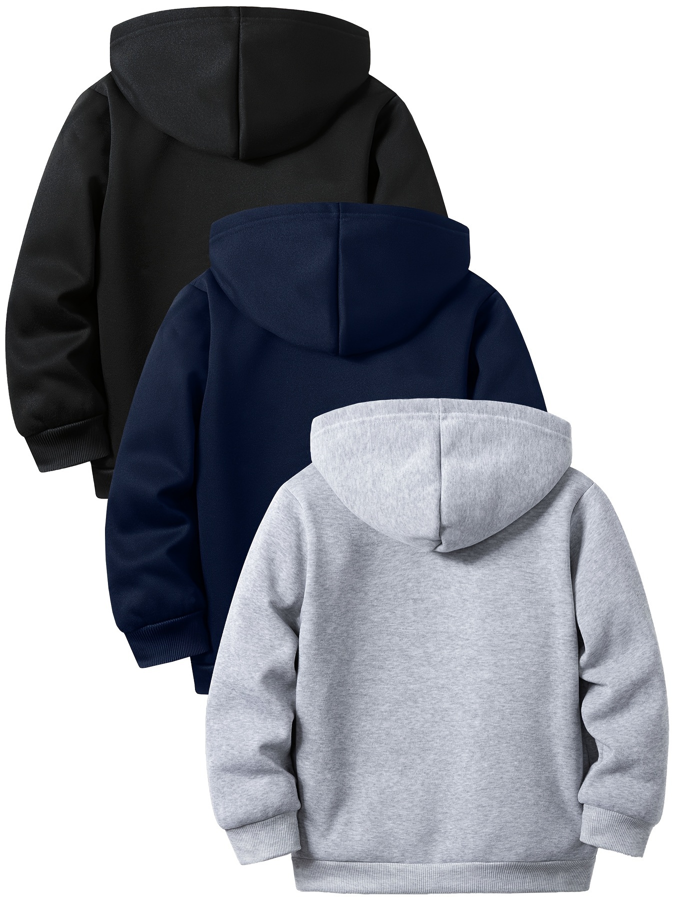 boys' solid hooded sweatshirts fleece lined winter Temu Bahrain